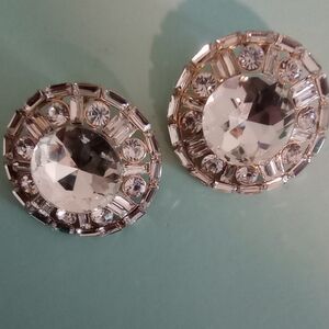 Vintage Silver and Gold Crystal Halo Earrings